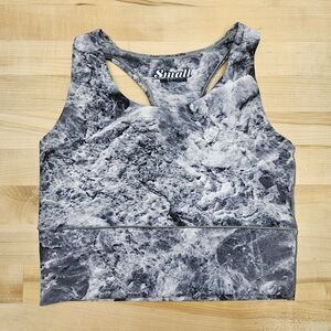 Colorado Threads Gray Marble Women's Longline Sports Bra Size Small Sustainable